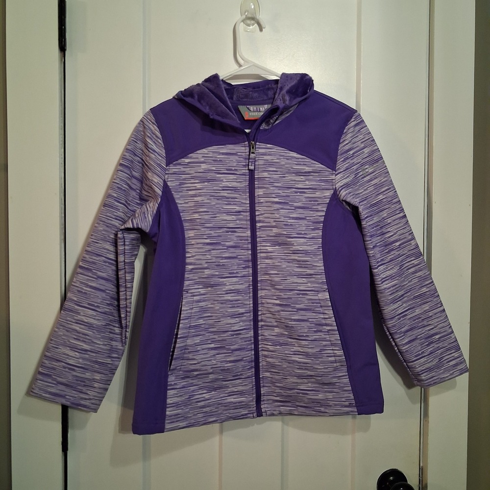 Free Country Hooded Jacket Girls 14/16 Purple Space Dye Fleece Lined Outerwear